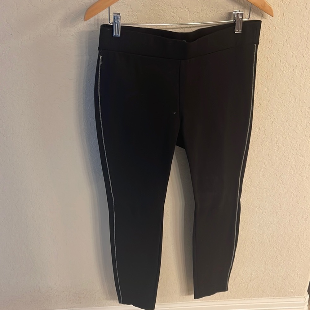 White House Black Market Leggings. Black with silver side detail